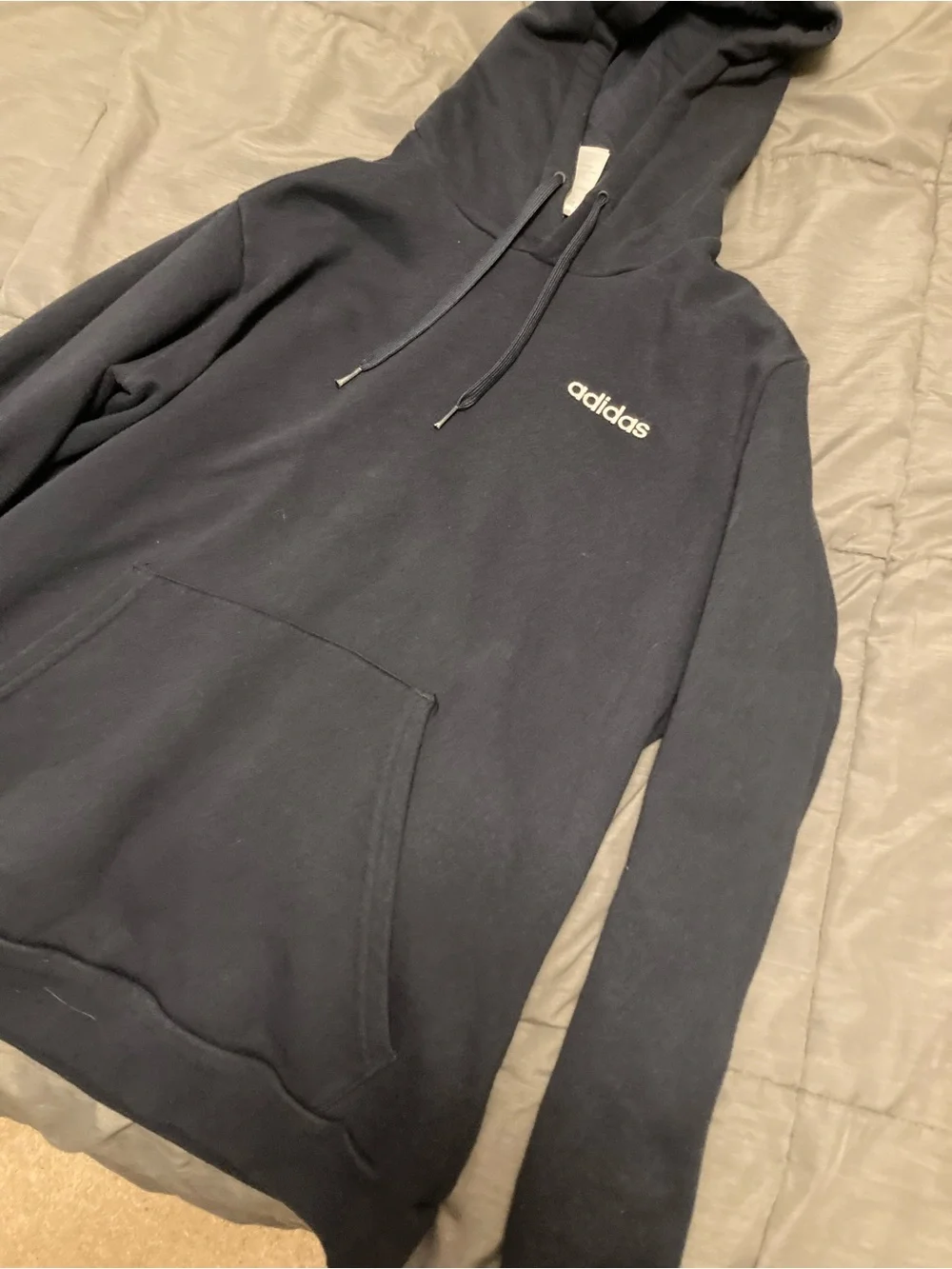 adidas Navy Blue Pullover Hoodie with Logo